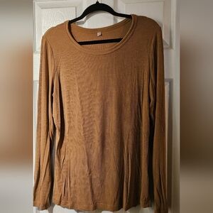 Women's 2xl Caramel Ribbed long sleeve Tee